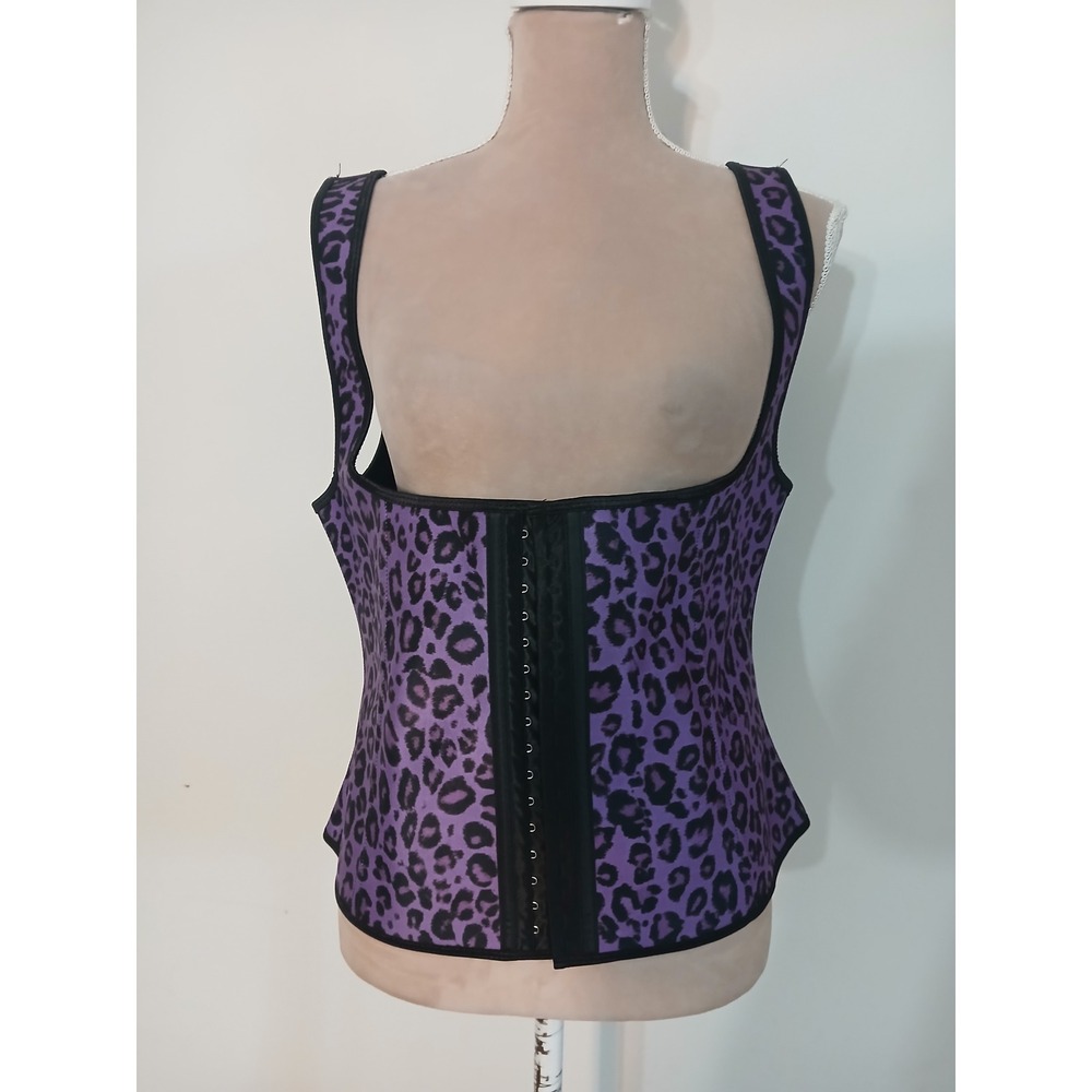 Discount 1st Purple Leopard Print Waist Trainer Vest Latex Cincher 3XL